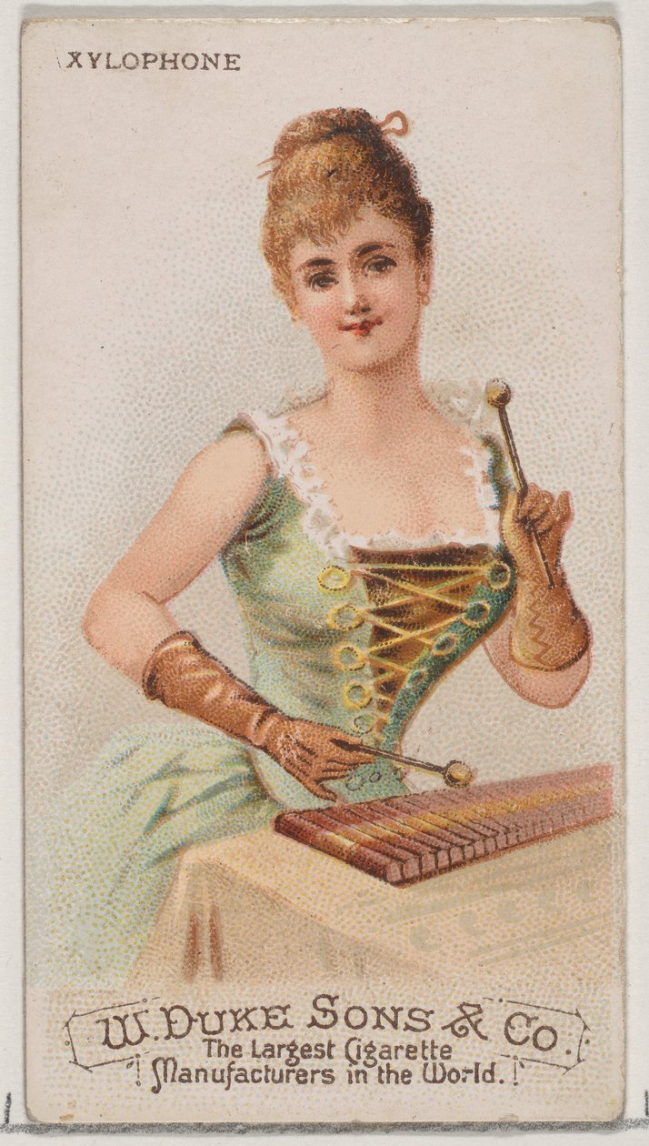 Ksylofoni, Musical Instruments -sarjan N82 Duke-tuotemerkin savukkeille, 1888, 1888. tekijältä Schumacher and Ettlinger