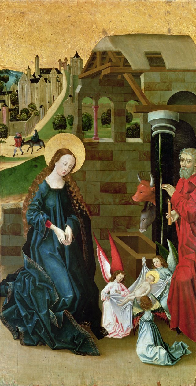 Jeesus-lapsen palvominen (triptyykin sivupaneeli) tekijältä Schwabian School