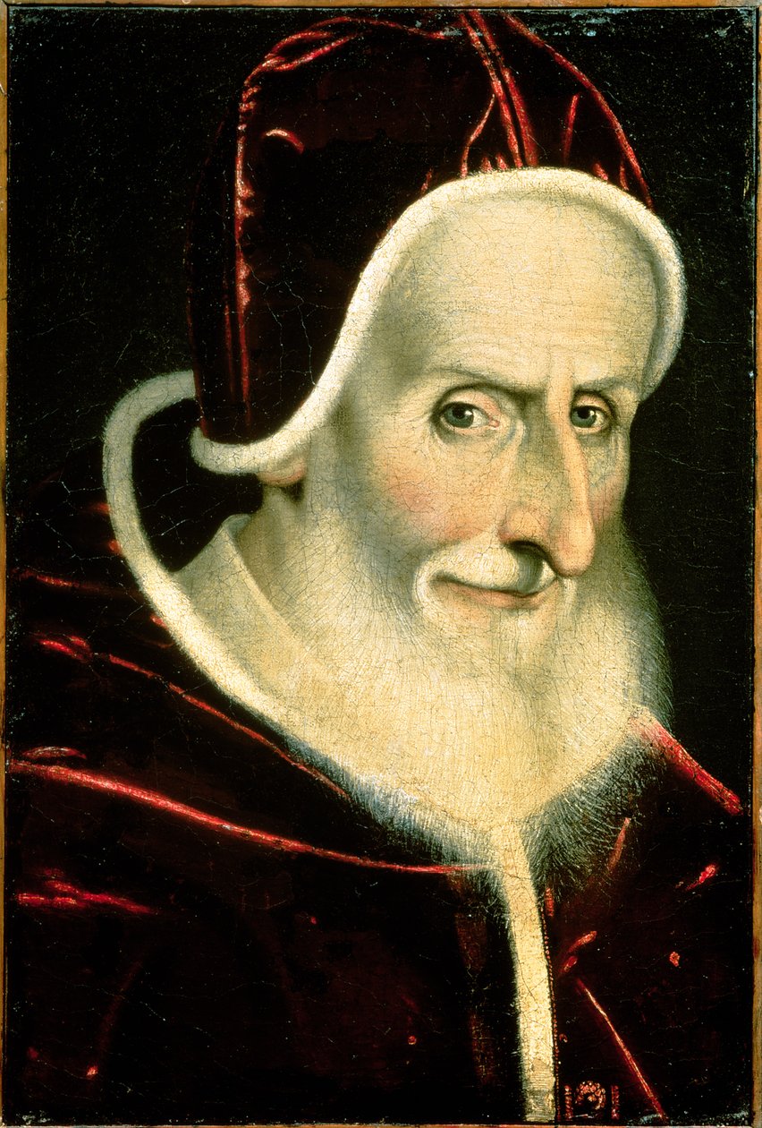 Paavi Pius V:n (Michele Ghislieri) muotokuva (1504-72) 1576-80 (paneeli) tekijältä Scipione Pulzone