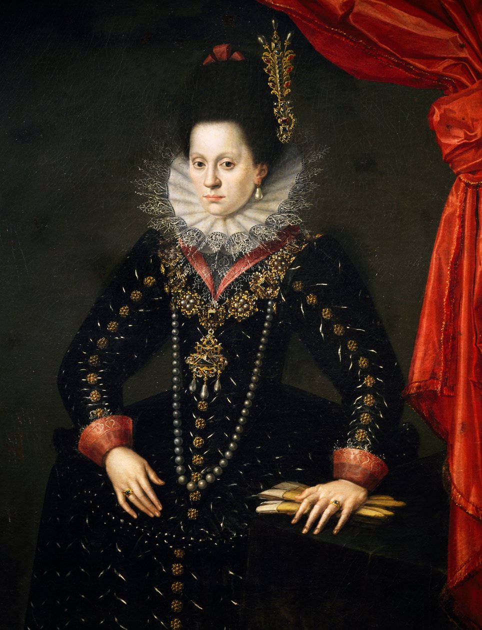 Muotokuva Elisabeth of Lorrainesta, Baijerin herttuattaren puolisosta tekijältä Scipione (1550 98) Pulzone
