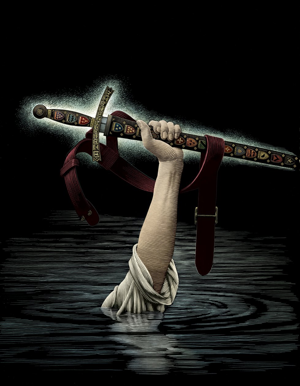 Excalibur, 2005 (raaputusalusta, väritetty digitaalisesti). tekijältä Scott McKowen