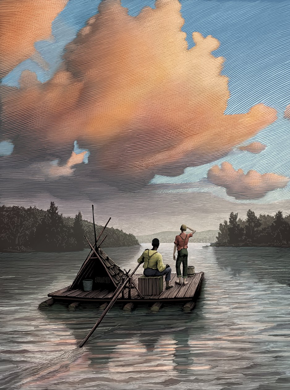 Huckleberry Finn, 2006 (raapalevy, väritetty digitaalisesti) tekijältä Scott McKowen