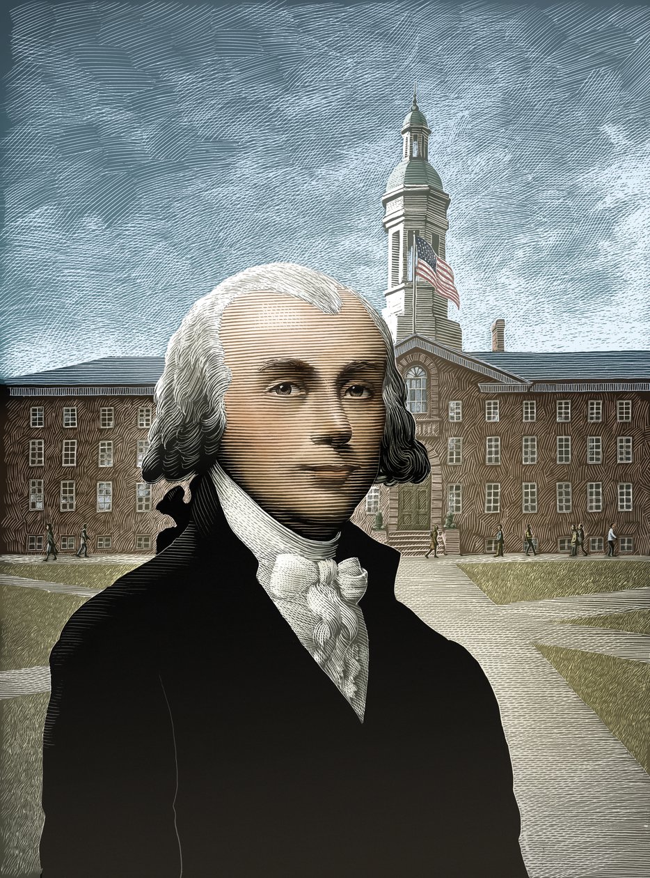 James Madison, 2008 (raaputusalusta, väritetty digitaalisesti) tekijältä Scott McKowen