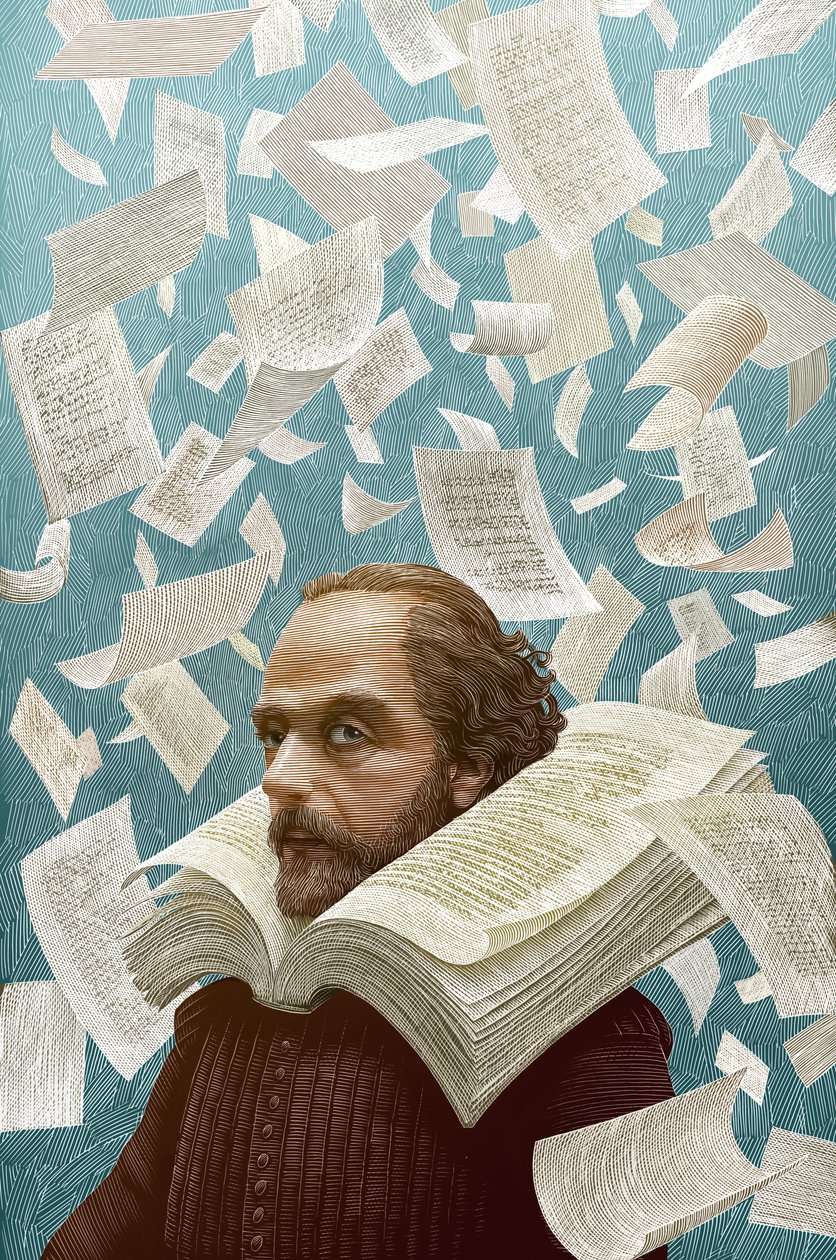 Shakekspearen teokset, 2015 (raaputusalusta, väritetty digitaalisesti) tekijältä Scott McKowen