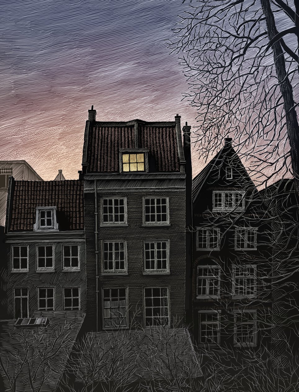 Anne Frankin päiväkirja, 2015 (raaputusalusta, väritetty digitaalisesti) tekijältä Scott McKowen