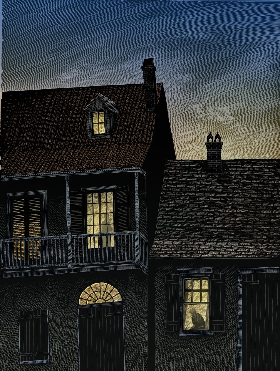 Vieux Carré, 2009 (raaputusalusta, väritetty digitaalisesti) tekijältä Scott McKowen