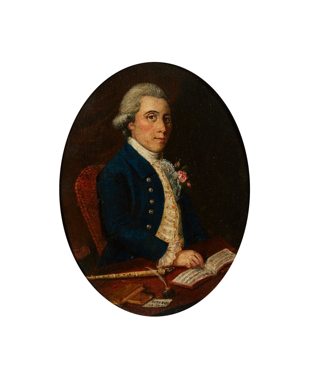 Alex Rose of Nairn, hänen huilunsa ja musiikkikirjansa (öljy kankaalle) tekijältä Scottish School