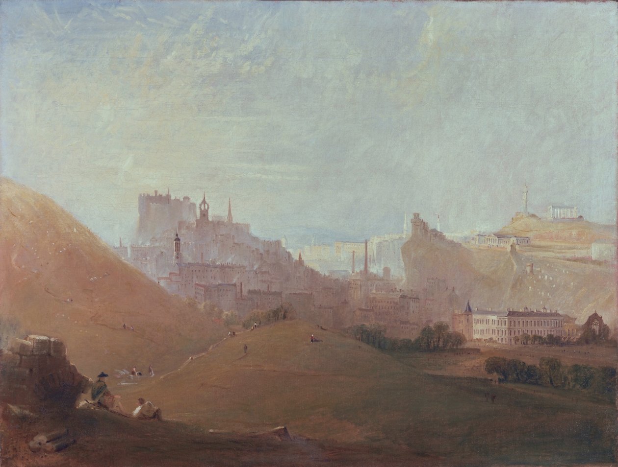 Edinburgh, St. Anthonys Chapelista, Arthurs Seat, n. 1830-36 tekijältä Scottish School