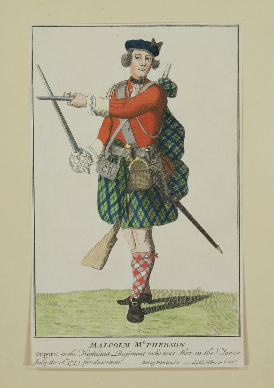 Malcolm McPherson, alikersantti Black Watch rykmentissä, Shot for Desertion, 1743 tekijältä Scottish School