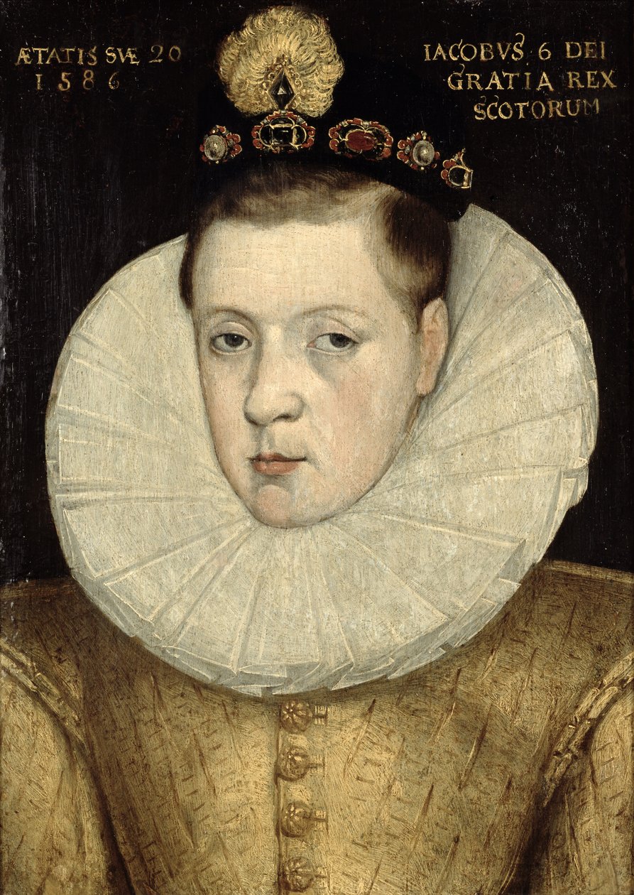 Muotokuva James VI:stä Skotlannista, myöhemmin James I:stä Englannista (1566-1625) 1586 tekijältä Scottish School