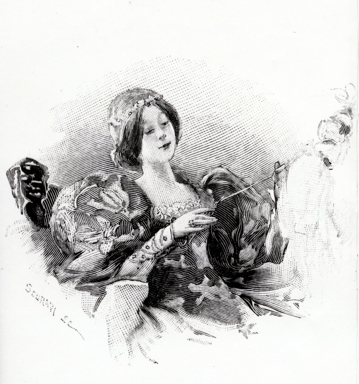 Sleeping Beauty, kuvitus Charles Perraultin teoksesta "Les Contes de Perrault", julkaistu 1894 tekijältä Scuravi