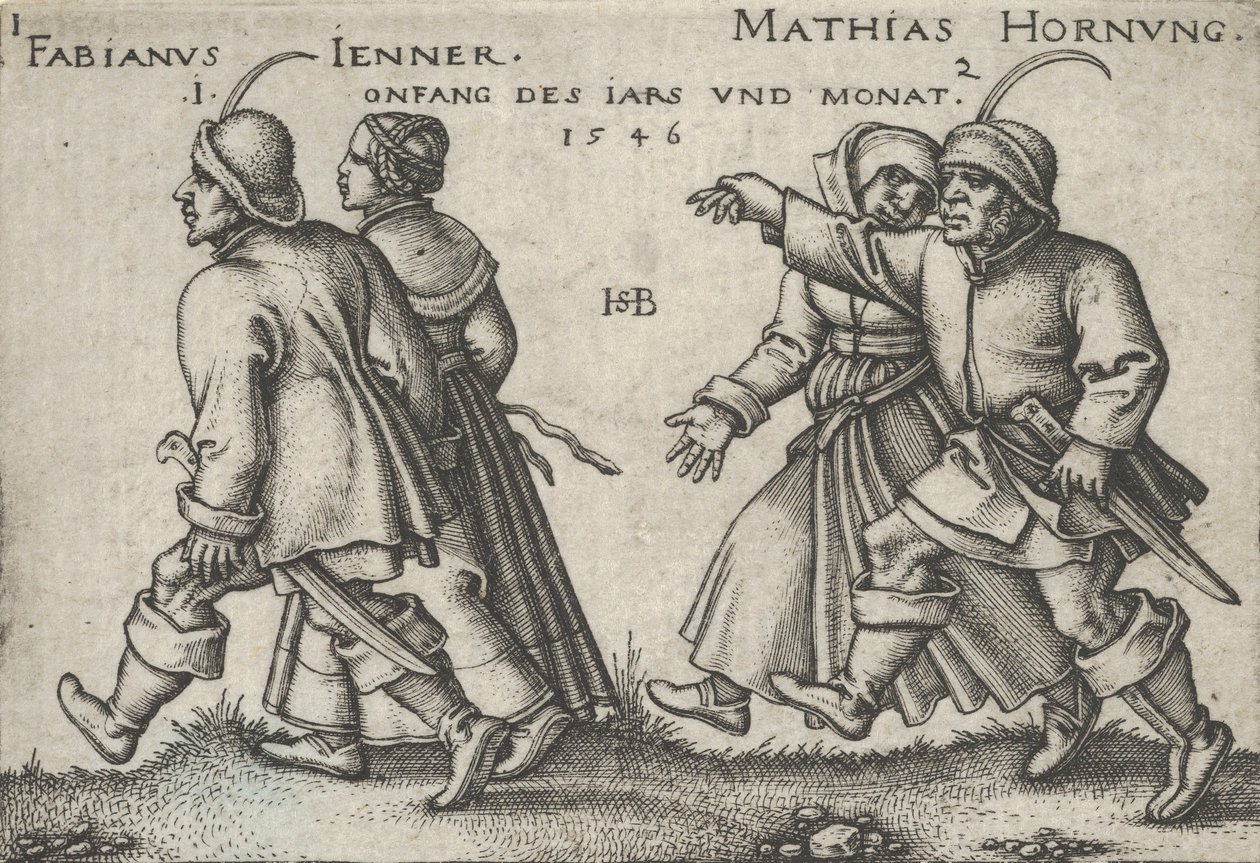 Tammi- ja helmikuuta talonpoikien juhlasta eli kaksitoista kuukautta vuodelta 1546. tekijältä Sebald Beham