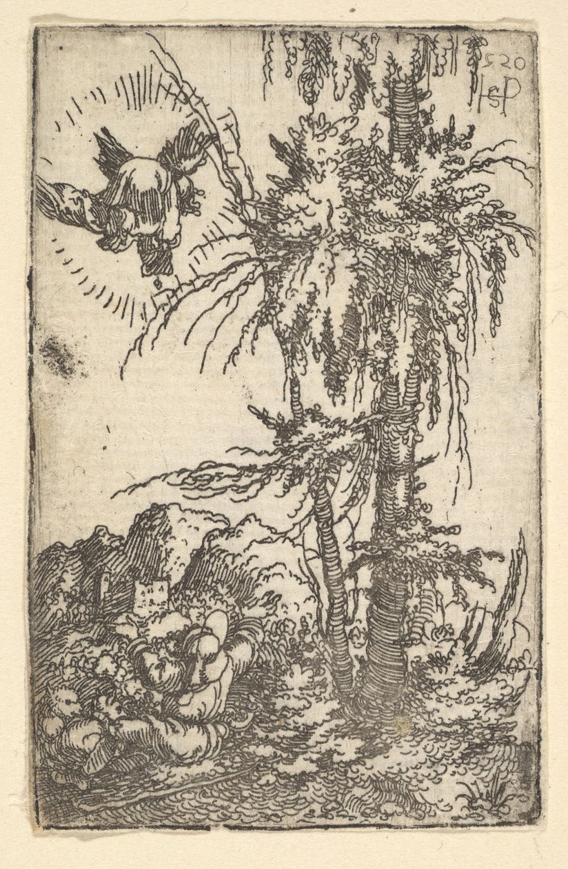 Joachim vastaanottamassa lupauksen Neitsyen syntymästä, 1520. tekijältä Sebald Beham