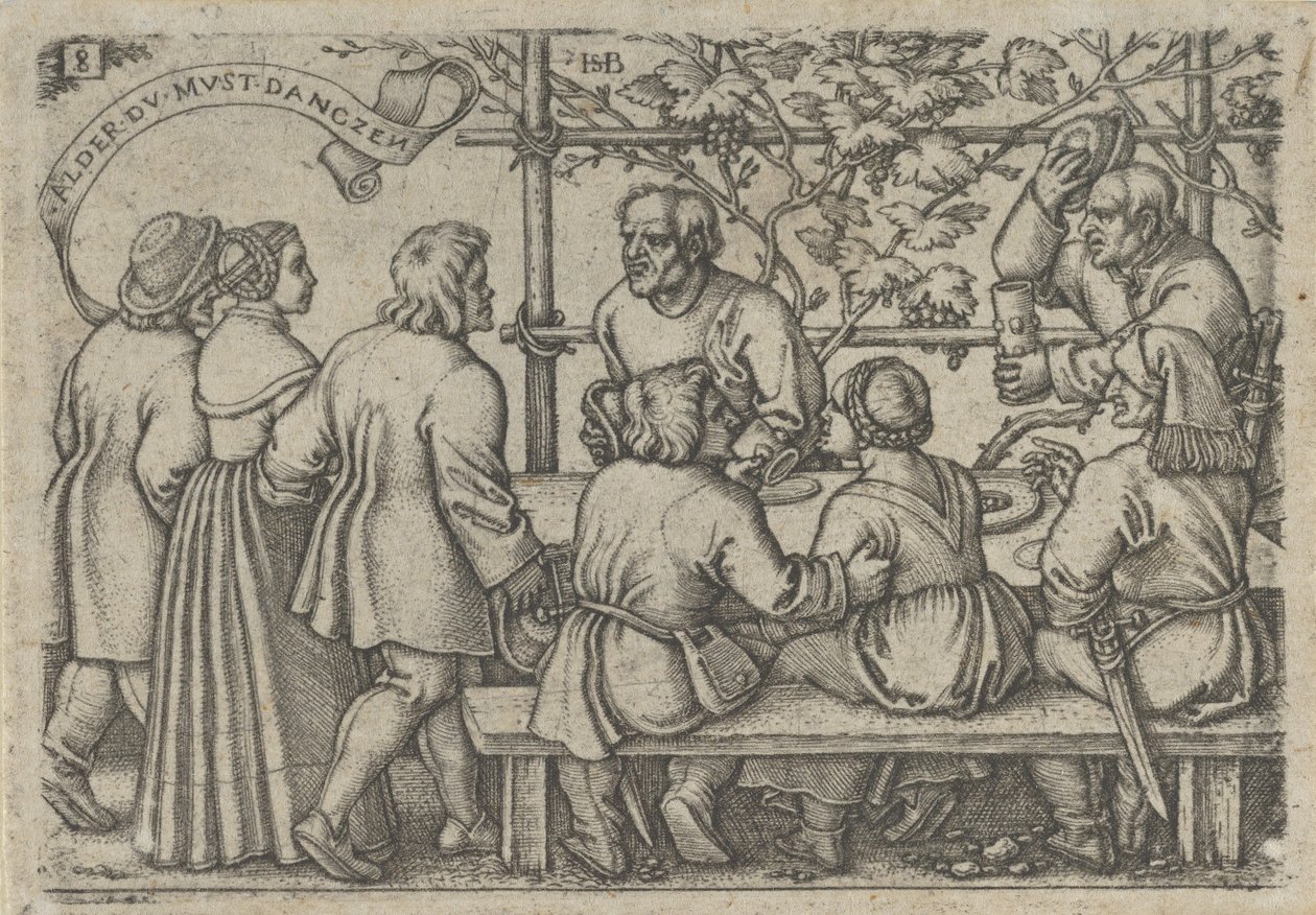 Talonpoikien juhla, talonpoikien juhlasta tai kaksitoista kuukautta, 1546-47. tekijältä Sebald Beham