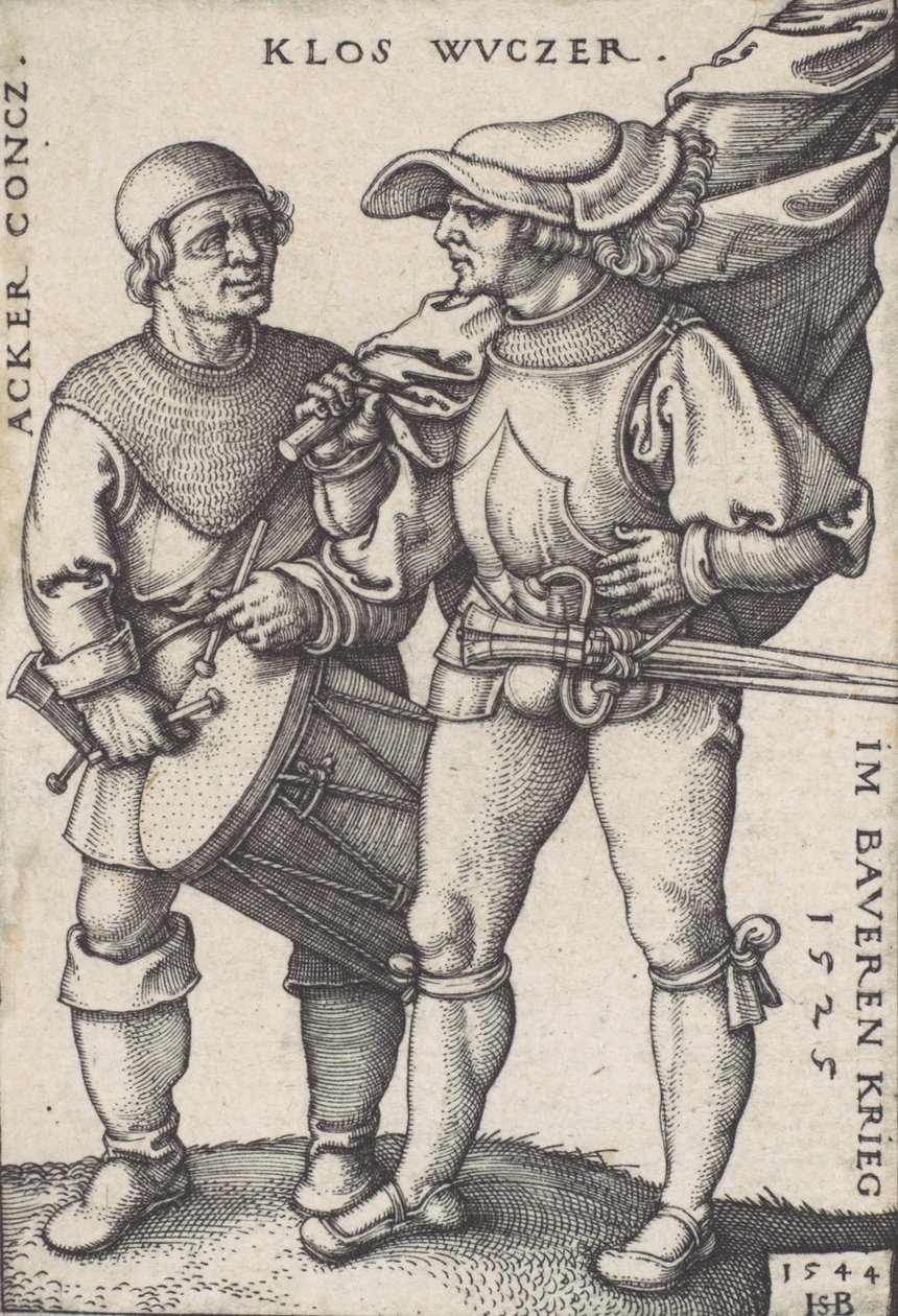 Standardin kantaja ja rumpali, 1544. tekijältä Sebald Beham