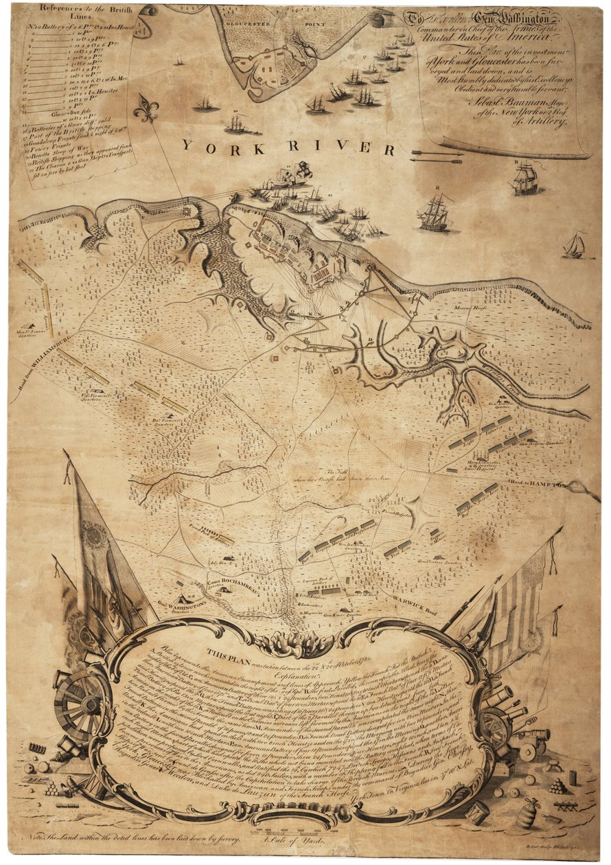 Yorkin ja Gloucesterin (Va.) investointisuunnitelma [Yorktown], noin helmikuussa 1782 tekijältä Sebastian Bauman