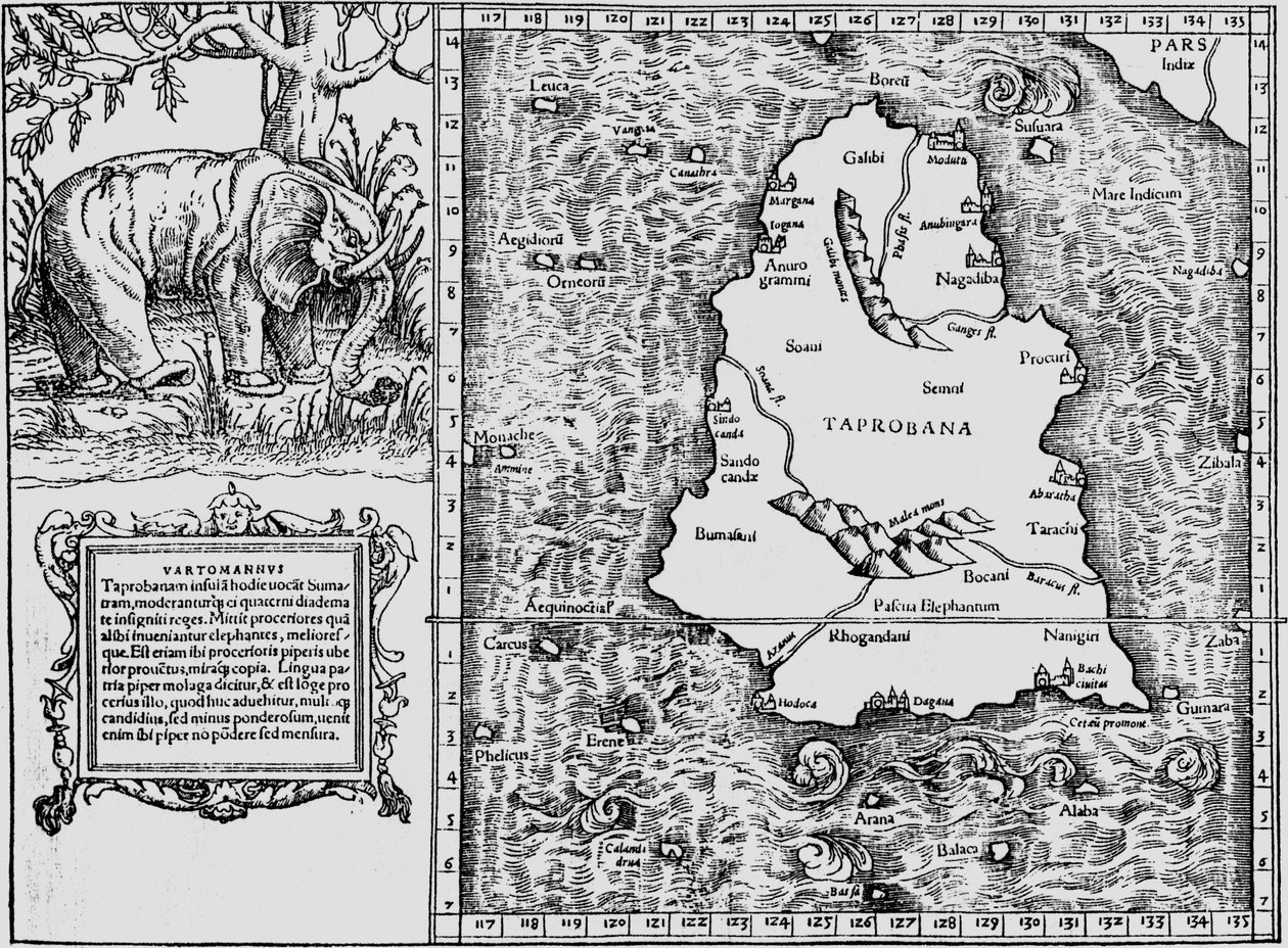 Tabula Asiae XII, Toprobana insula tekijältä Sebastian Munster