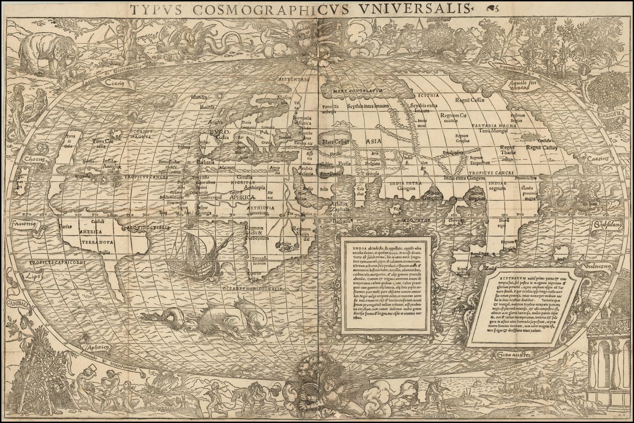 Sebastian Munsterin laatima maailmankartta vuodelta 1537. tekijältä Sebastian Munster