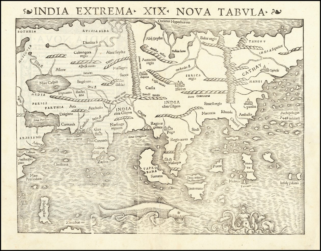 Sebastian Münsterin Aasian kartta vuodelta 1542 tekijältä Sebastian Munster
