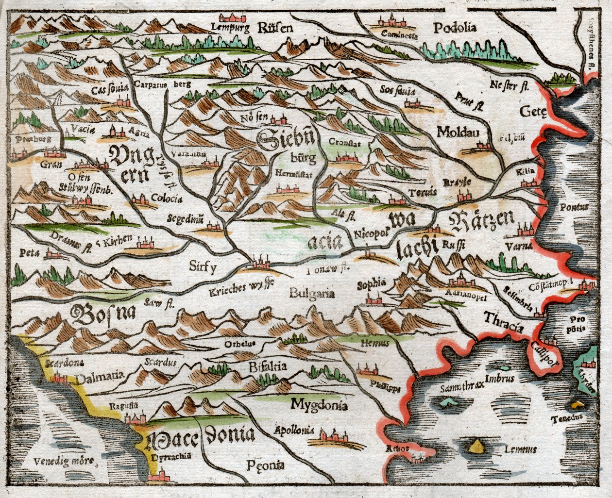 Itä-Eurooppa ja Balkan 1575 tekijältä Sebastian Munster