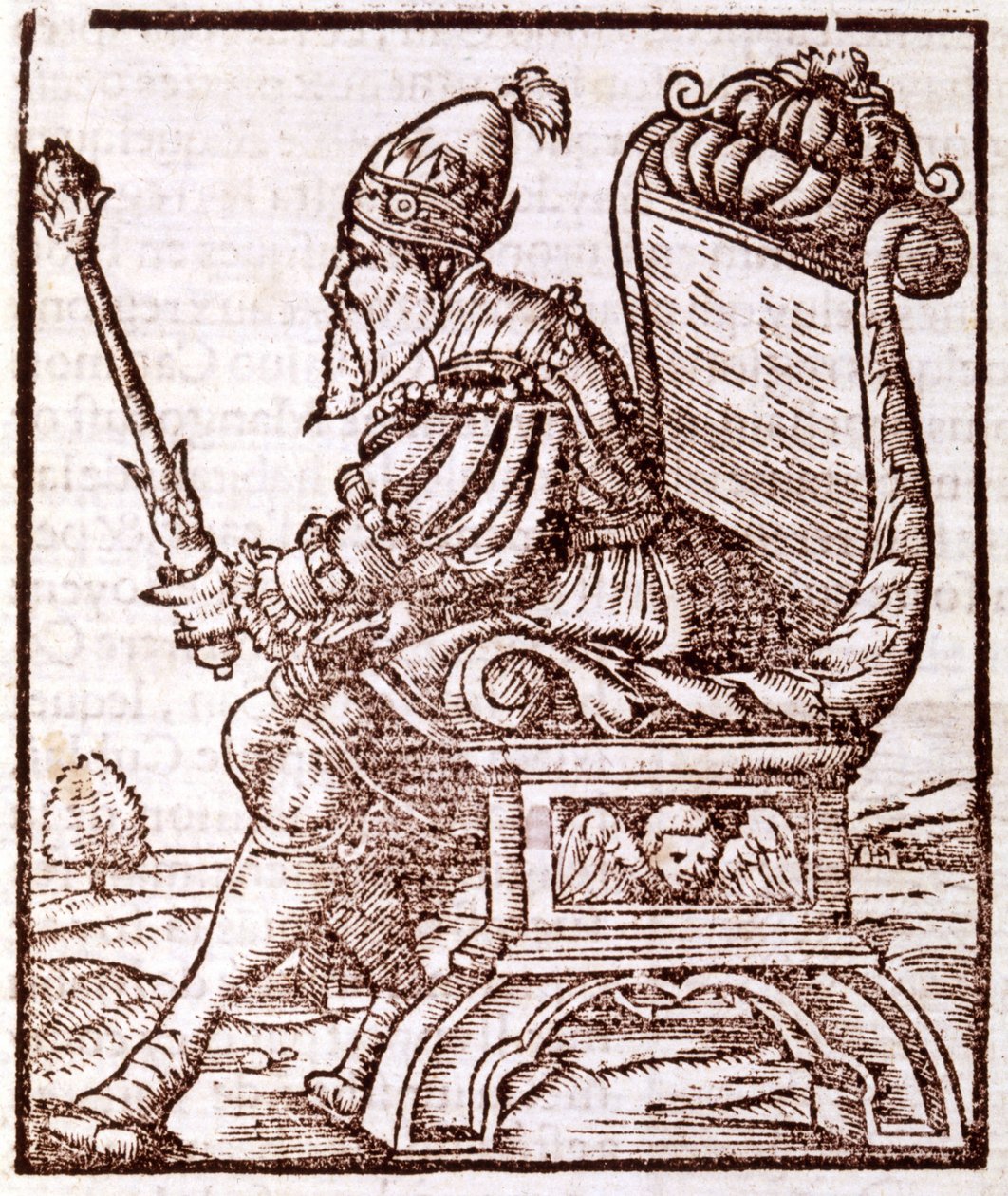 Qubilai (Kubilai Khan, Mongolian Yuan-dynastian ensimmäinen keisari (1215-1294) - S. Munsterin "" Cosmographia" -kirjassa, Pariisi tekijältä Sebastian Munster