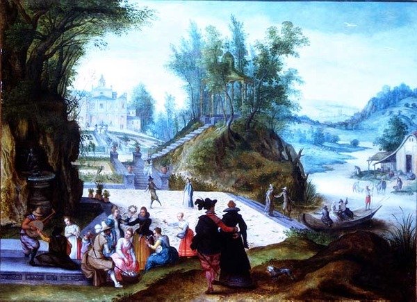 Touko- ja kesäkuukausina Capriccio näkymä Villa Borgheseen tekijältä Sebastian Vrancx