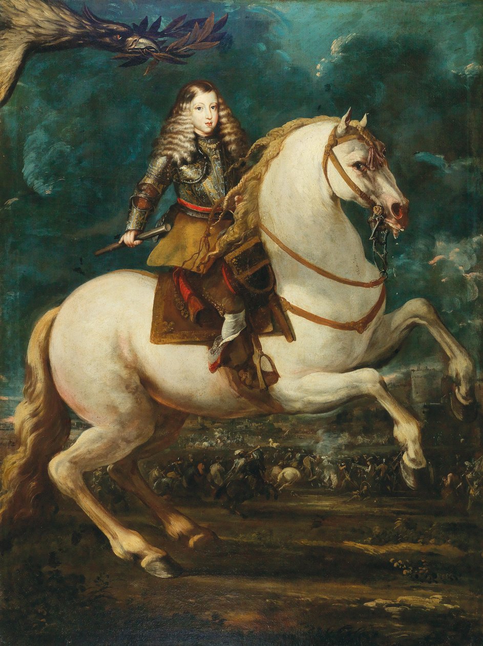 Espanjalaisen Kaarle II:n ratsastusmuotokuva, 1660-luku. tekijältä Sebastian de Herrera Barnuevo