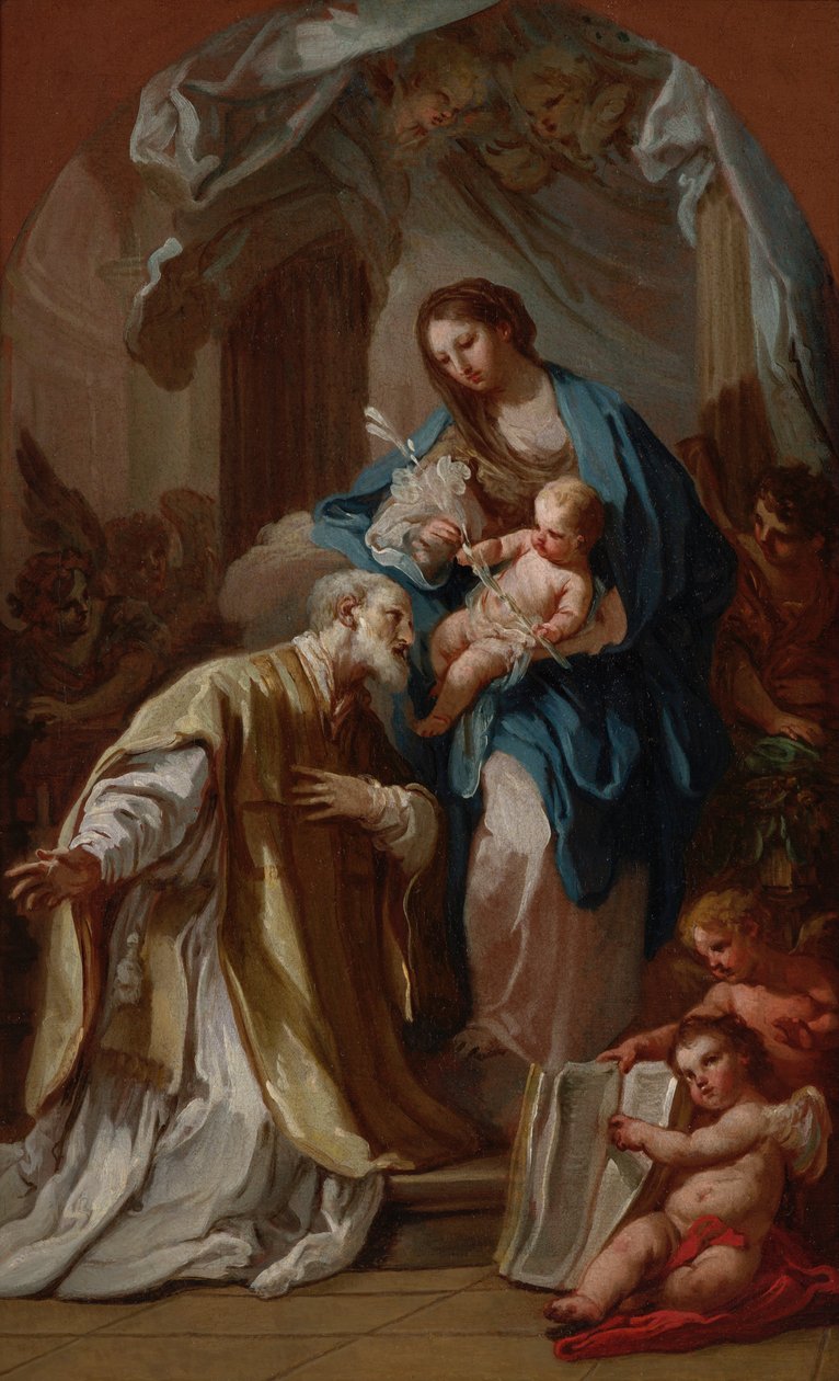 Madonna ilmestyy Pyhä Philip Nerille tekijältä Sebastiano Conca