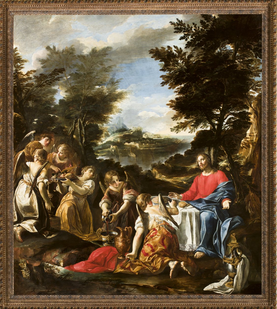 Enkeleiden palvelema Kristus, n. 1695 tekijältä Sebastiano Ricci