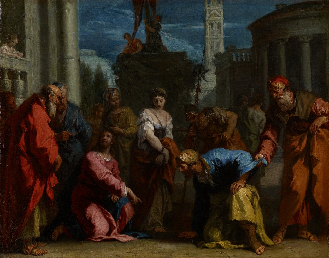 Kristus ja aviorikoksesta vangittu nainen, n. 1710 tekijältä Sebastiano Ricci