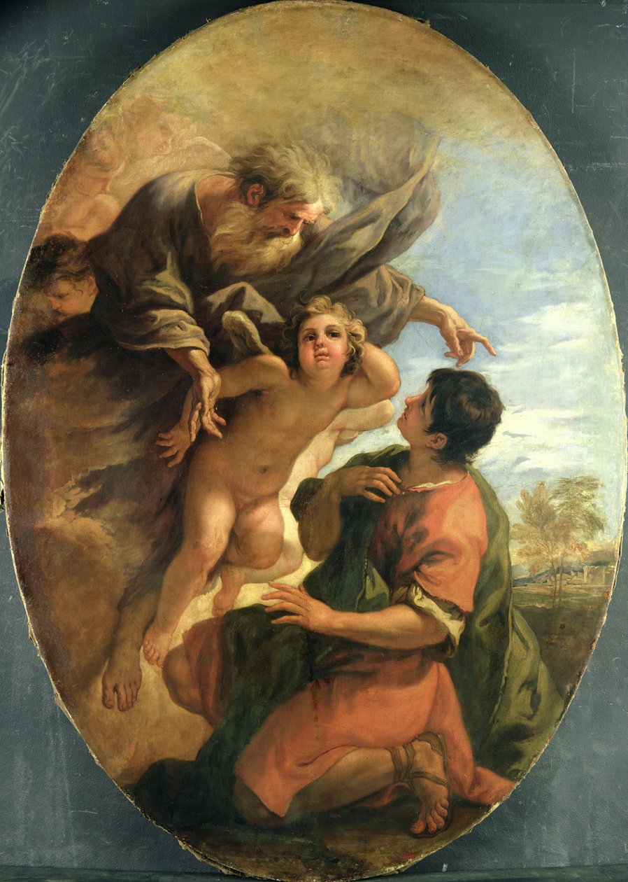 Jumala ilmestyy Moosekselle palavassa pensaassa, noin 1695-1700 tekijältä Sebastiano Ricci