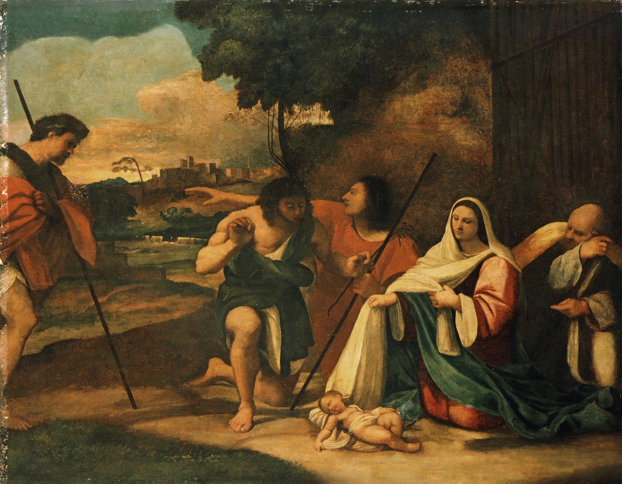 Paimenten palvonta, esisuojelu, 1510 tekijältä Sebastiano del Piombo