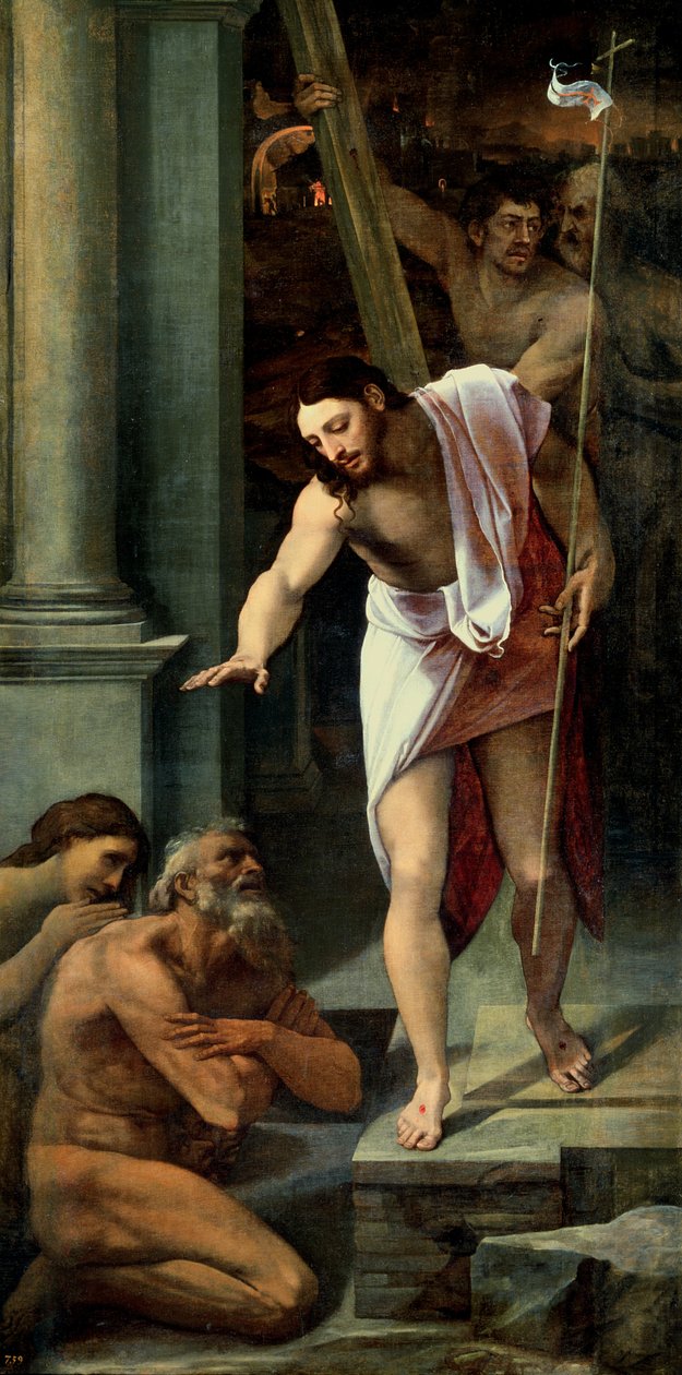 Kristuksen laskeutuminen Limboon, n. 1532 tekijältä Sebastiano del Piombo