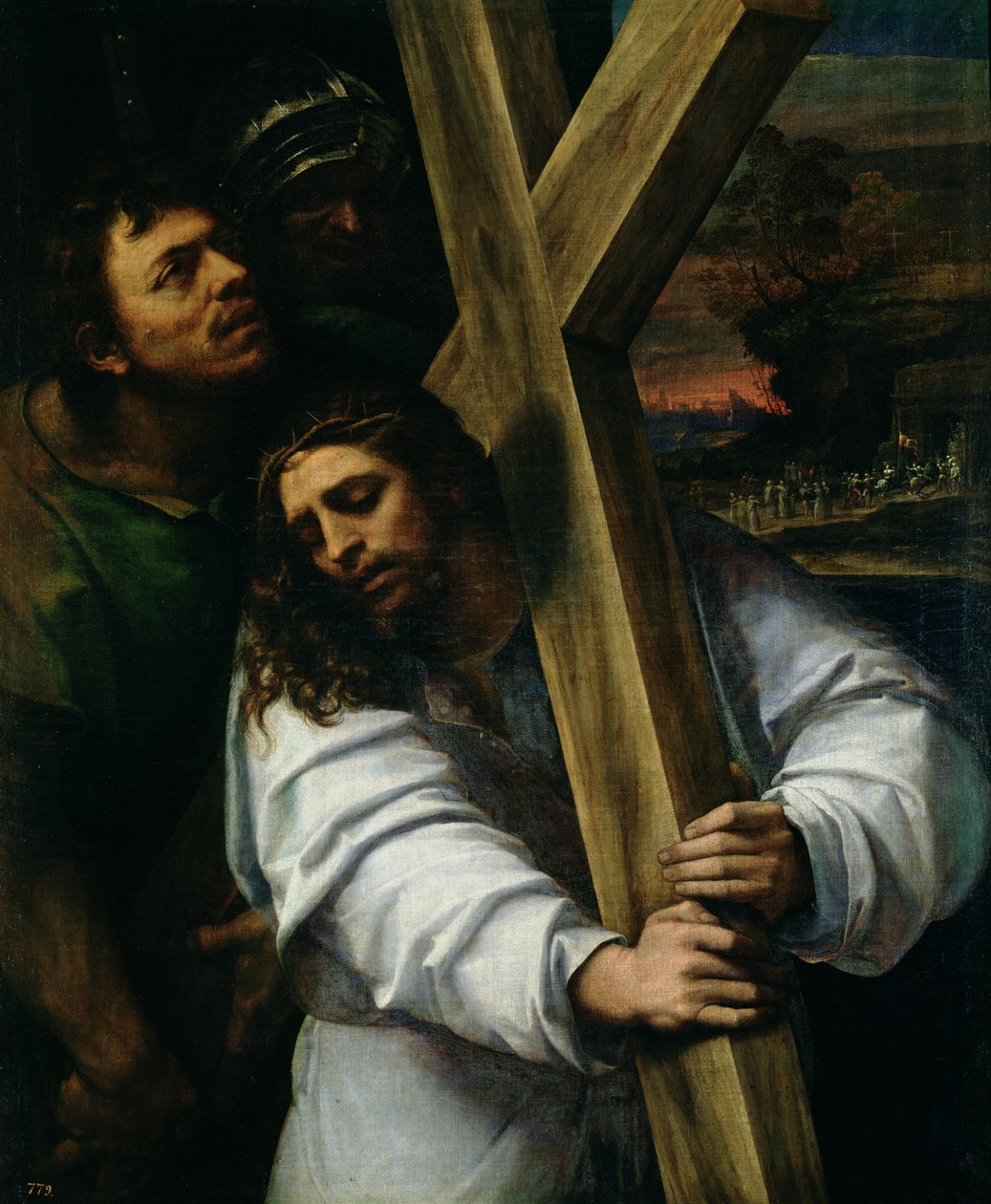 Jeesus kantaa ristiä, noin 1535 tekijältä Sebastiano del Piombo