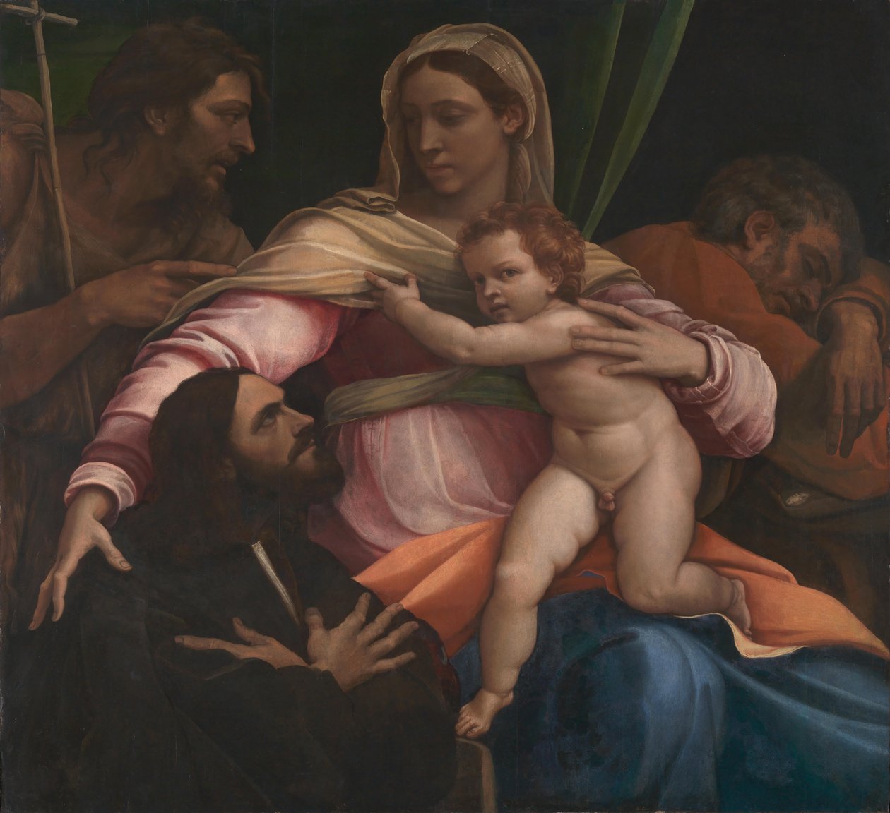 Madonna ja lapsi SS:n kanssa. Joosef ja Johannes Kastaja ja lahjoittaja (paneeli) tekijältä Sebastiano del Piombo