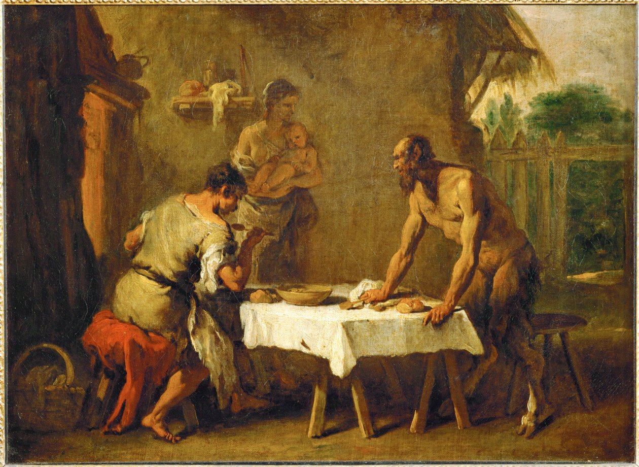 Le satyr et le paysan - Satyyri ja maanviljelijä, aisopialainen satu ... tekijältä Sebastiano (attr. to) Ricci