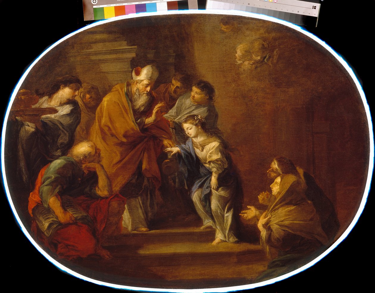 La esitys de la bienheureuse Vierge Marie - Peinture de Sebastiano Conca (1680-1764), huile sur toile, 89x119 cm - Siunatun Neitsyt Marian esitys, Sebastiano Concan öljy kankaalle - Puškinin taidemuseo, Moskova tekijältä Sebastiano Conca