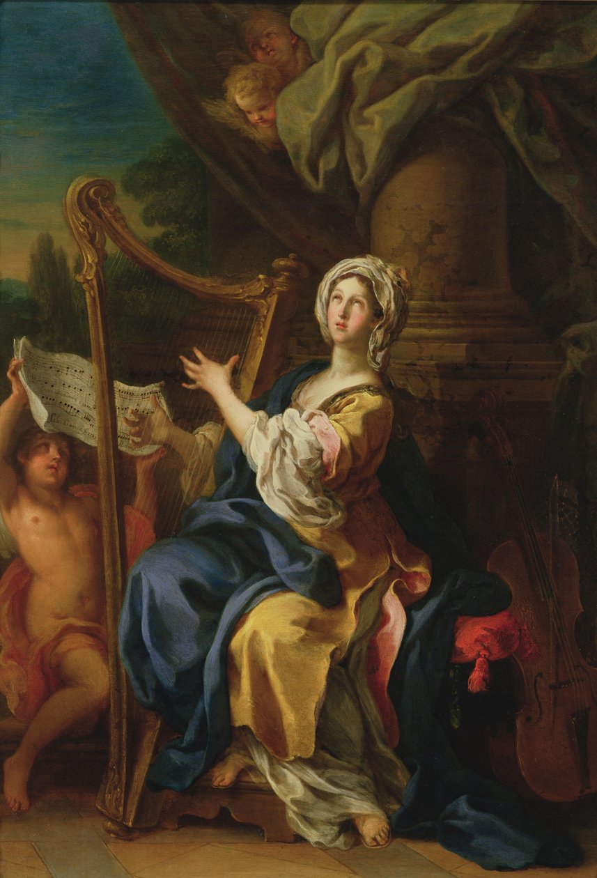 St. Cecilia, 1733 (öljy kuparille) tekijältä Sebastiano Conca
