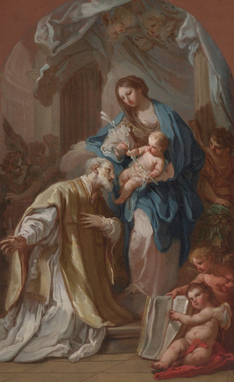 Madonna ilmestyy St. Philip Nerille tekijältä Sebastiano Conca