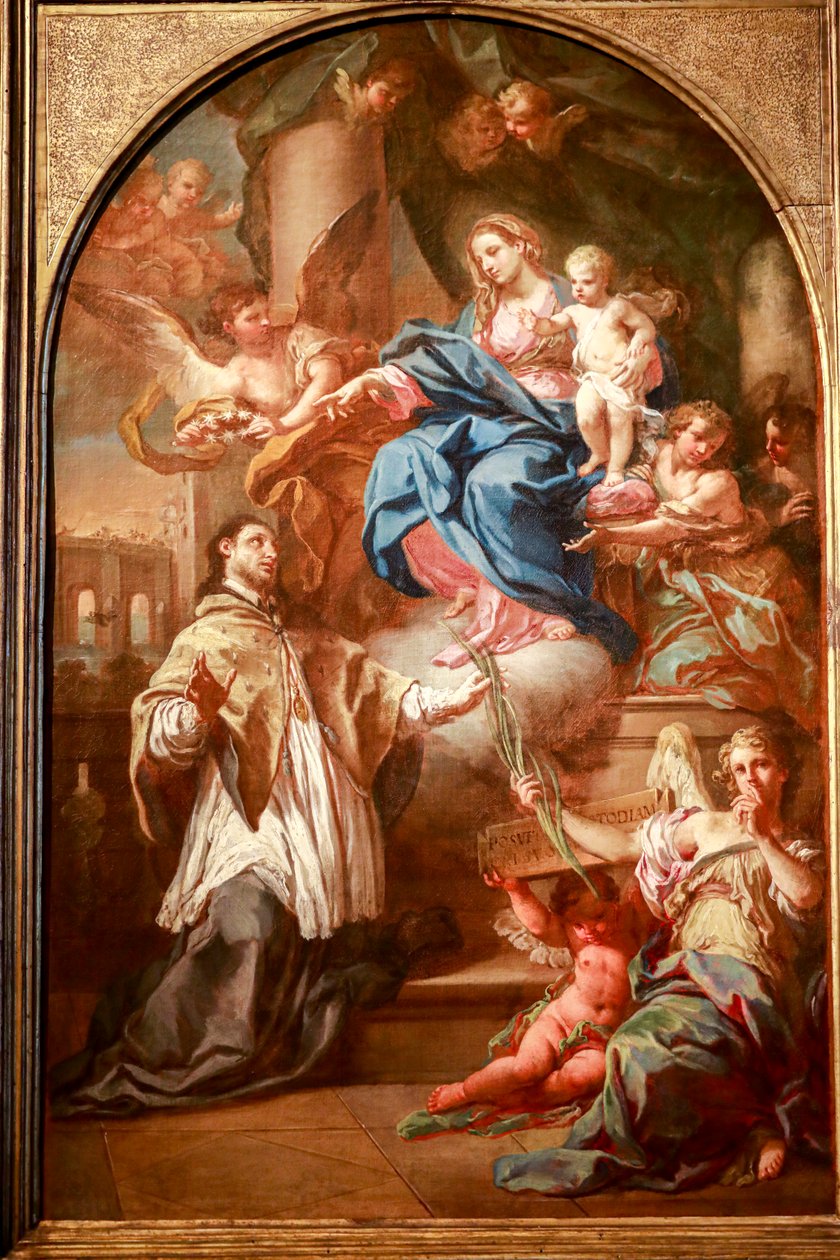 Neitsyt ja lapsi Pyhän Johannes Nepomucenen kanssa, Ennen vuotta 1732, öljy kankaalle tekijältä Sebastiano Conca