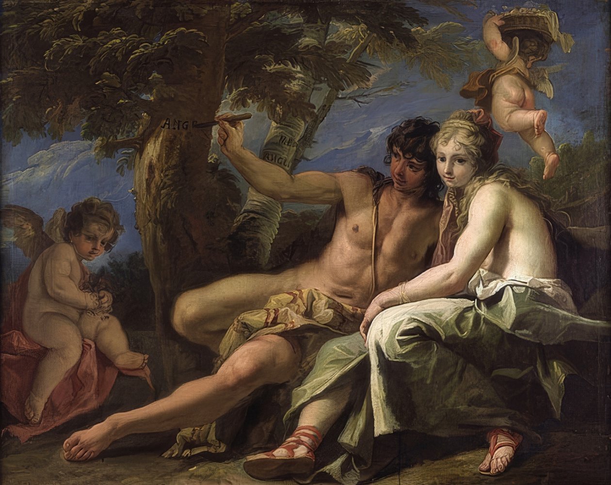 Angelica ja Medoro. 1716 tekijältä Sebastiano Ricci