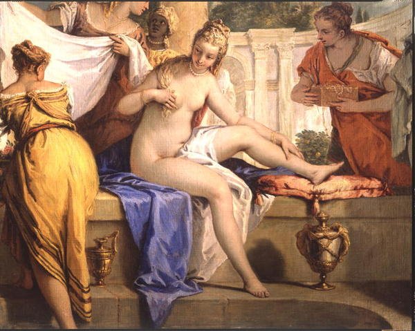 Bathsheba kylpemässä, noin 1725 (öljy kankaalle) (yksityiskohta kuvasta 206172) tekijältä Sebastiano Ricci