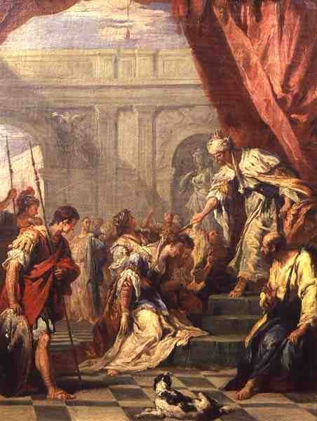 Esther Before Ahasverus (öljy kankaalle) tekijältä Sebastiano Ricci