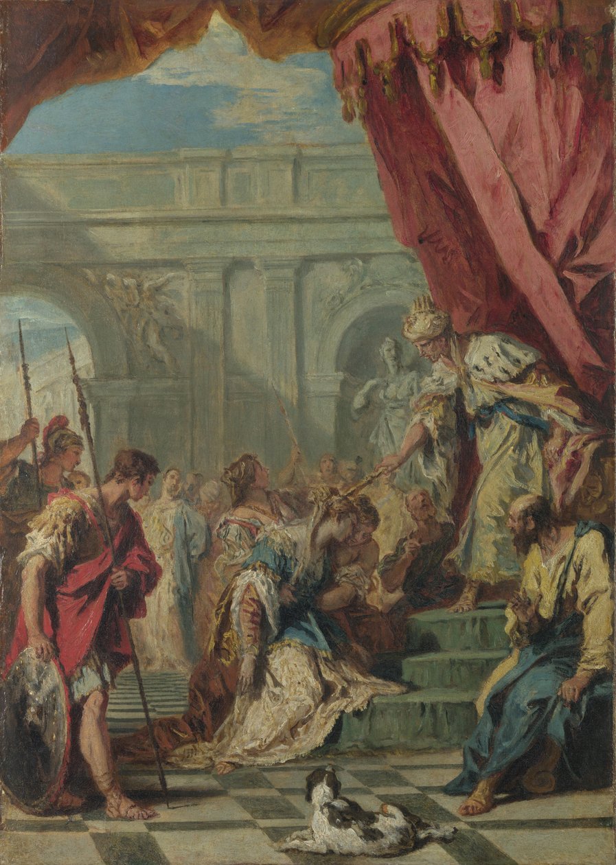 Ester ennen Ahasverusta, noin 1730 tekijältä Sebastiano Ricci