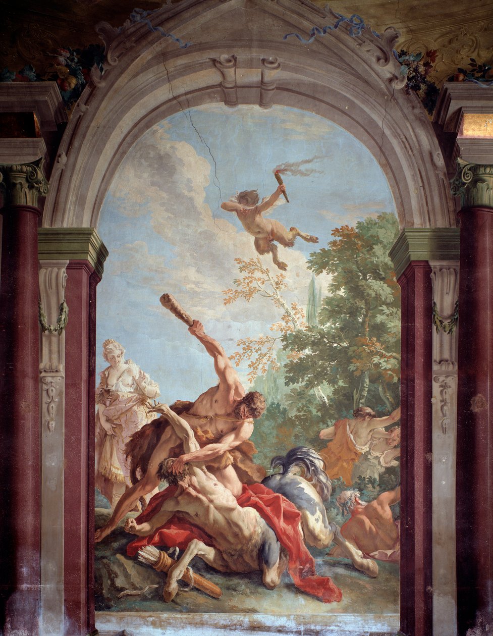 Herakles ja Kentaur Nessos - Fresko tekijältä Sebastiano Ricci