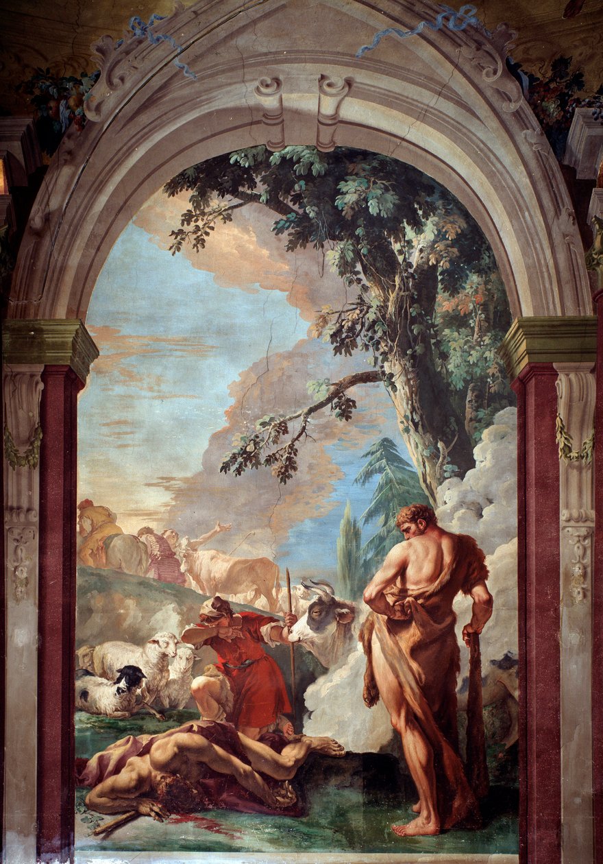 Hercules ja Cacus - Fresco tekijältä Sebastiano Ricci