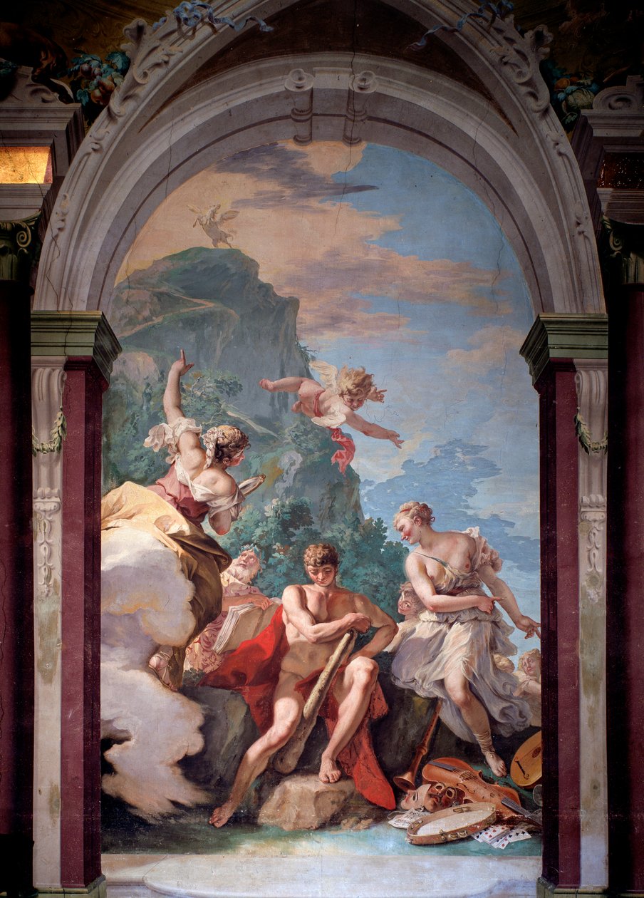 Hercules paheen ja hyveen risteyksessä - Fresco tekijältä Sebastiano Ricci