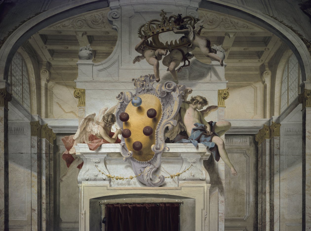 Medicin vaakuna. Fresko Sebastiano Ricci (1659-1734), noin 1707-1708. Firenze, Palazzo Pitti tekijältä Sebastiano Ricci