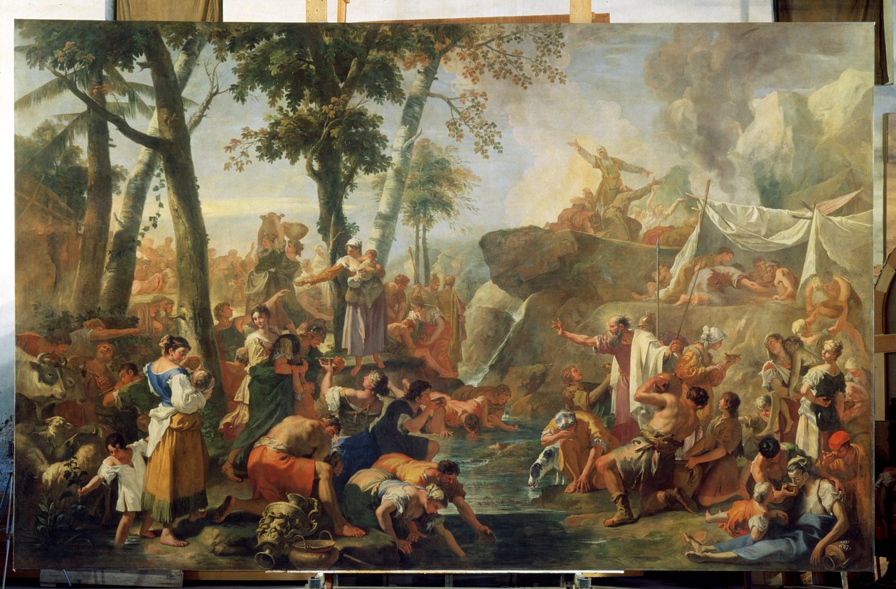 Mooses ammentaa vettä kalliosta tekijältä Sebastiano Ricci