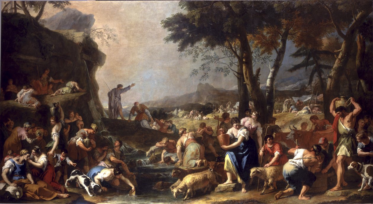 Mooses saa veden virtaamaan kalliosta, 1725-26 tekijältä Sebastiano Ricci